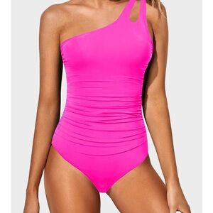 She Curve Hot Pink Ine Shoulder One Piece Swimsuit